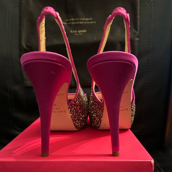 KATE SPADE GLITZY MULTI GLITTER FUCHSIA PLATFORM HEELS | NIB | AUTHENTIC RARE - Picture 3 of 7